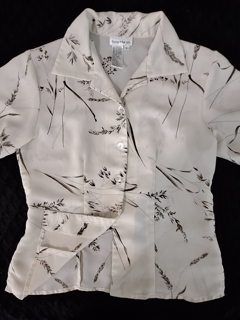 Cream Floral Button-Up Women's Top